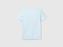 Cotton V Neck T-Shirt - Light Blue