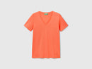 Cotton V Neck T-Shirt - Rust