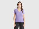 Cotton V Neck T-Shirt - Purple