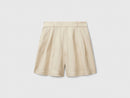 Linen Blend Shorts - Beige