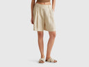 Linen Blend Shorts - Beige