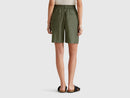 Linen Blend Shorts - Forest Green