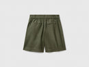 Linen Blend Shorts - Forest Green