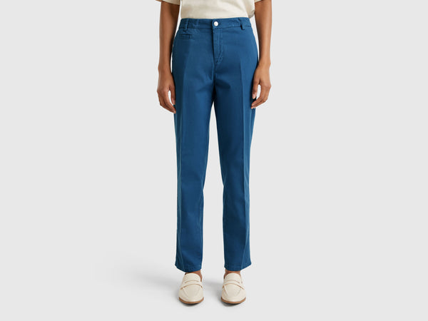 Basic Slim Fit Cotton Chinos - Blue