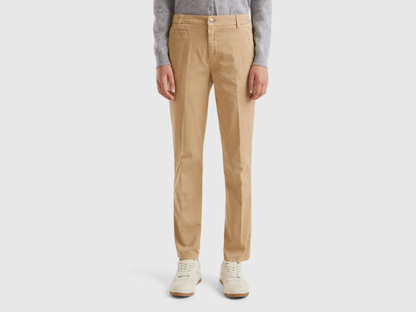 Basic Slim Fit Cotton Chinos - Camel