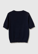 Tricot Cotton Round Neck Jumper - Navy