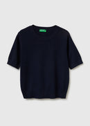 Tricot Cotton Round Neck Jumper - Navy