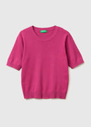 Tricot Cotton Round Neck Jumper - Plum