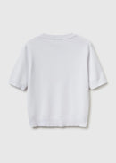 Tricot Cotton Round Neck Jumper - White