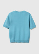 Tricot Cotton Round Neck Jumper - Powder Blue