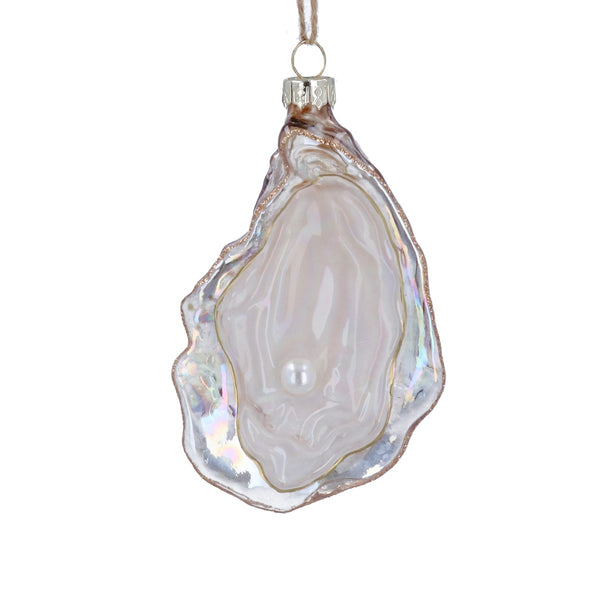 Glass Oyster Shell with Pearl Decoration