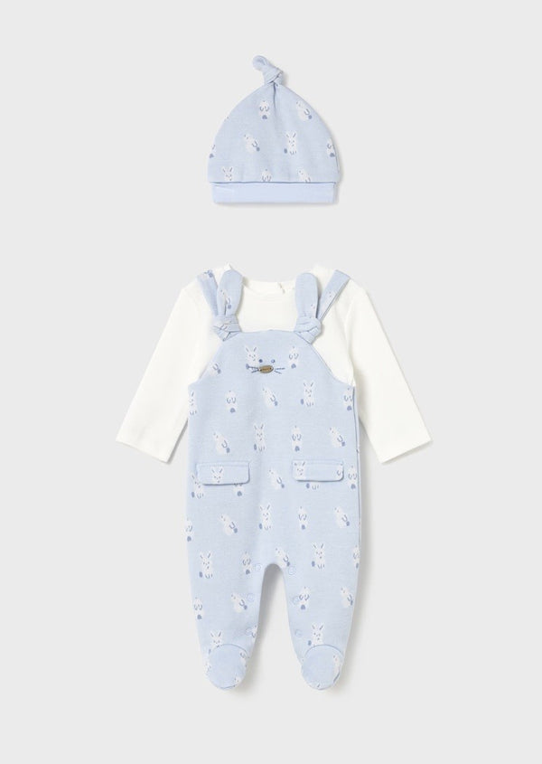 Dungaree &amp; Hat Set - Sky Blue