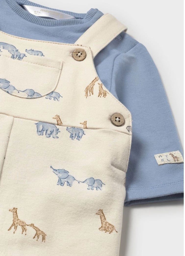 Print Dungaree Set - Blue