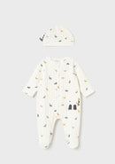 Dungaree &amp; Hat Set - Natural/ice