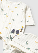 Dungaree &amp; Hat Set - Natural/ice