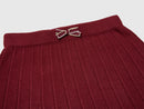 Girls Pleated Knit Skirt - Wine