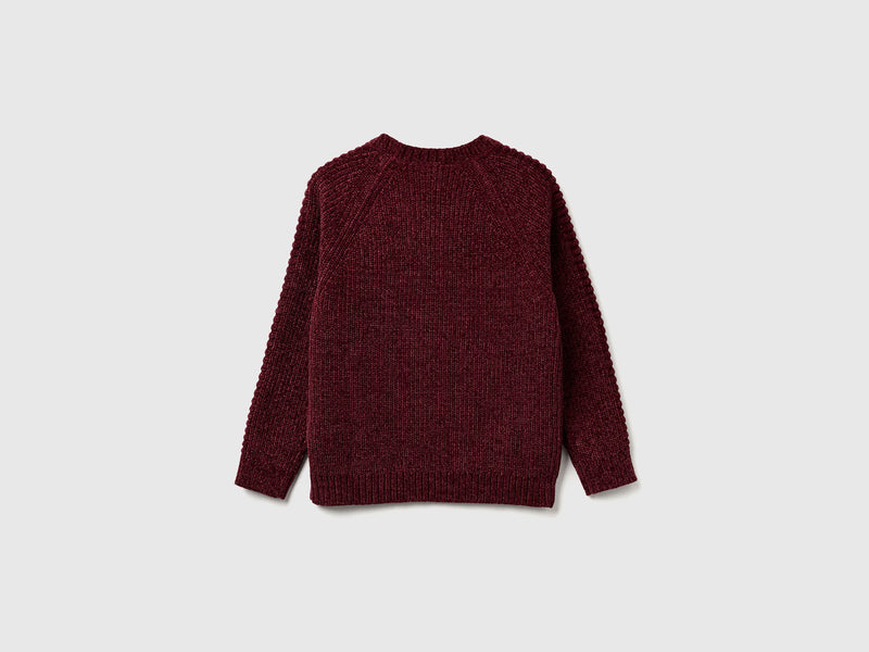 Boys Brioche Stitch Jumper - Maroon