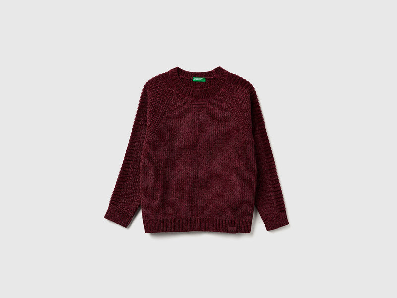 Boys Brioche Stitch Jumper - Maroon