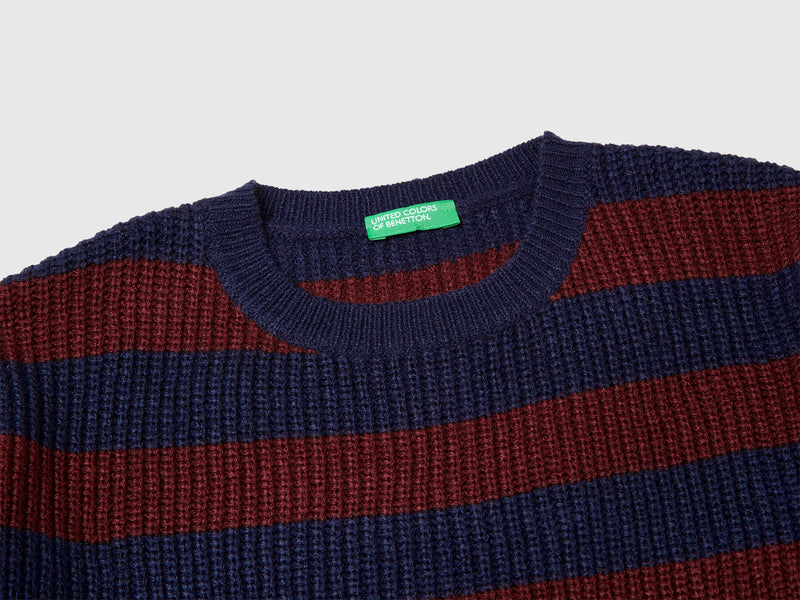 Boys Brioche Stitch Stripe Jumper - Navy