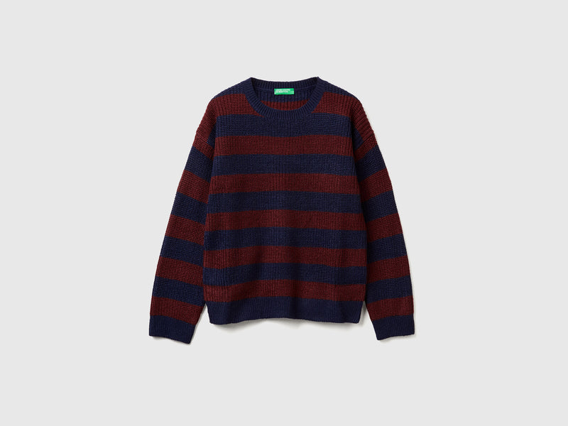 Boys Brioche Stitch Stripe Jumper - Navy