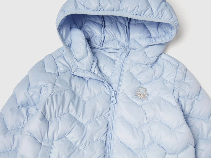 Girls Hooded Puffer Jacket - Light Blue