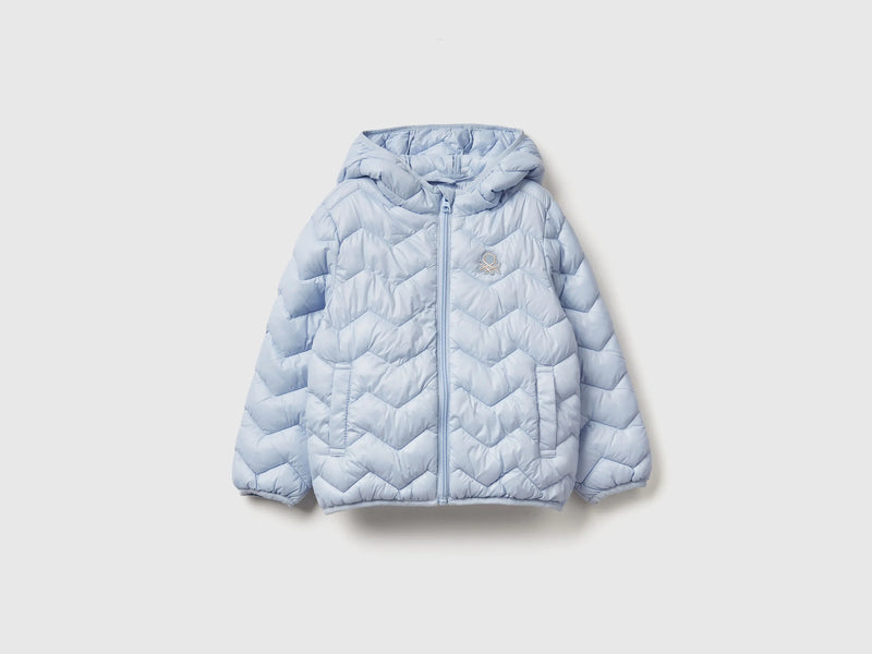 Girls Hooded Puffer Jacket - Light Blue