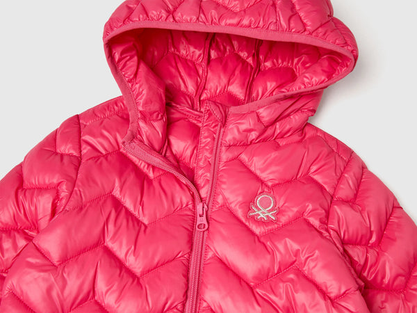 Girls Hooded Puffer Jacket - Hot Pink