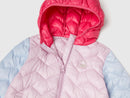Girls Hooded Puffer Jacket - Pink/blue