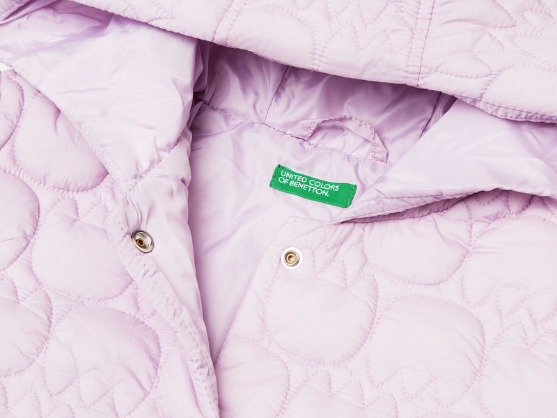 Girls Floral Print Hooded Jacket - Lilac