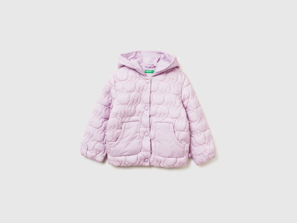 Girls Floral Print Hooded Jacket - Lilac