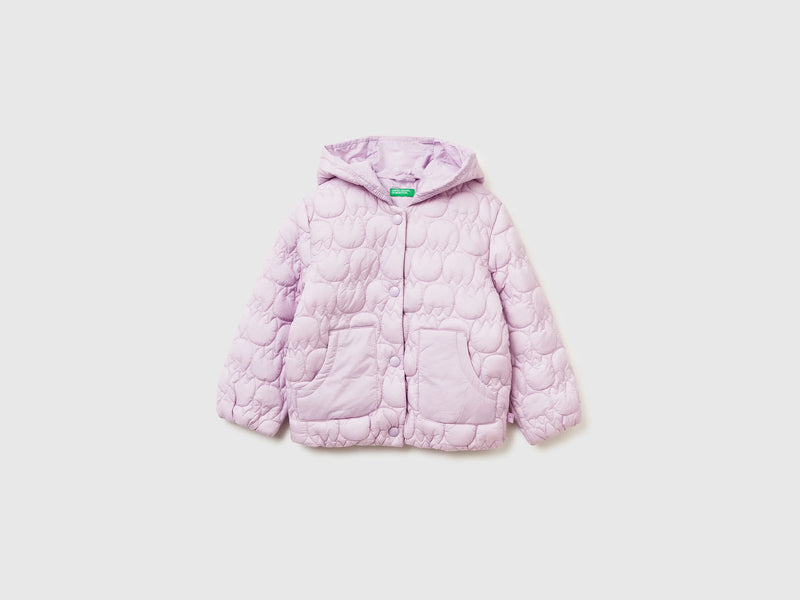 Girls Floral Print Hooded Jacket - Lilac