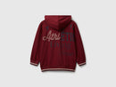 Boys Front Print Zip Hoodie - Maroon