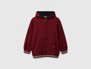 Boys Front Print Zip Hoodie - Maroon