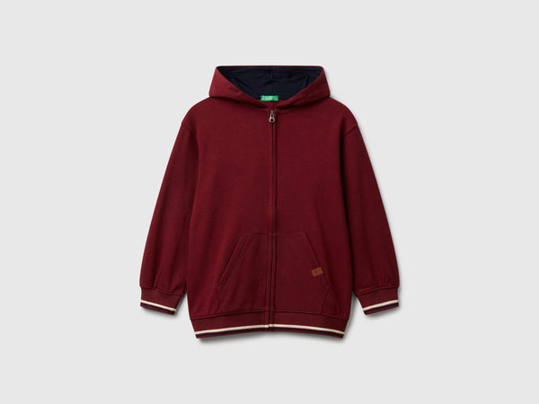 Boys Front Print Zip Hoodie - Maroon