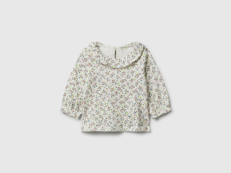 Girl All Over Print Crepe T-Shirt - Cream/floral