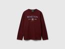 Boys Logo Print Long Sleeve T-Shirt - Maroon