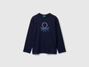 Boys Logo Print Long Sleeve T-Shirt - Navy