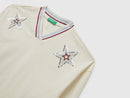 Girls Colour Class V Neck T-Shirt - Cream