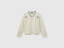 Girls Colour Class V Neck T-Shirt - Cream