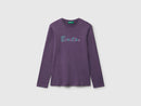 Girls Glitter Logo Long Sleeve Tee - Purple