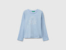 Girls Glitter Logo Long Sleeve Tee - Light Blue