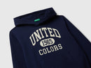 Boys Logo Front Hoodie - Navy