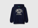 Boys Logo Front Hoodie - Navy