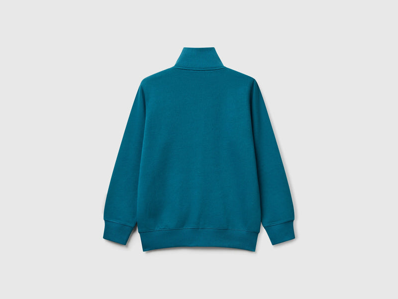 Boys Ribbed Trim Ziptop - Petrol Blue
