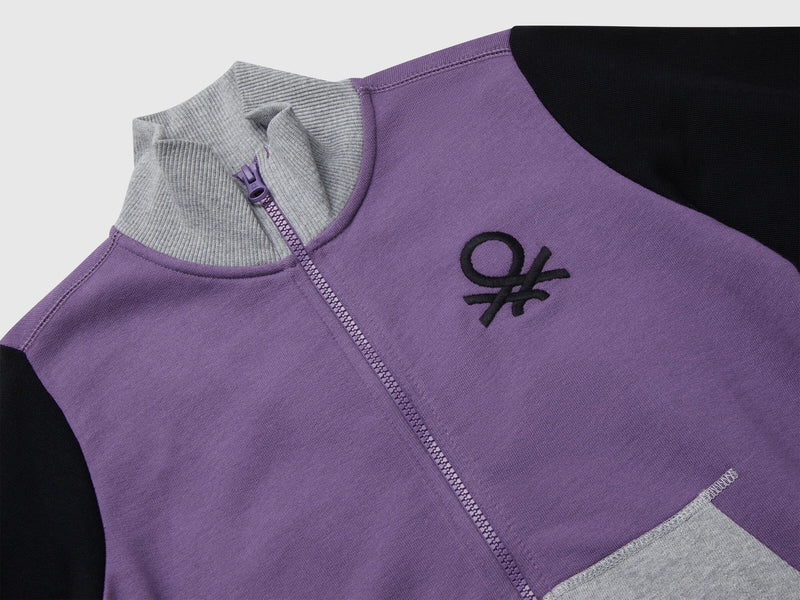 Boys Ribbed Trim Ziptop - Purple