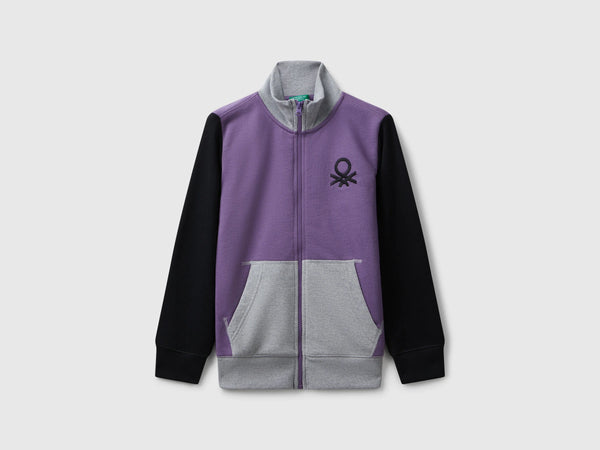 Boys Ribbed Trim Ziptop - Purple