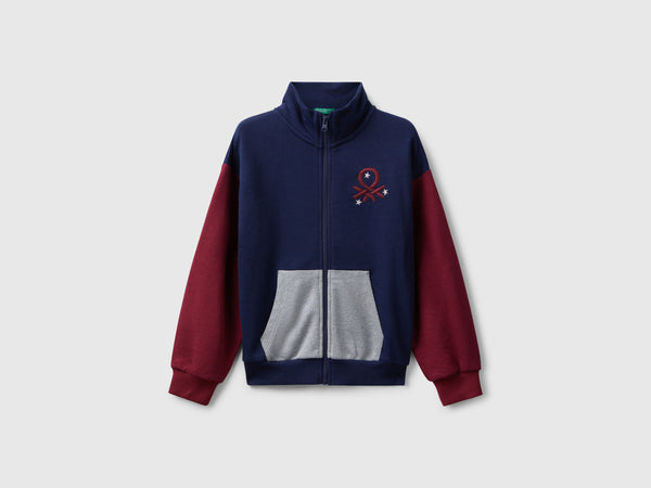 Girls Pouch Pocket Ziptop - Navy/grey