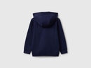 Boys Logo Print Zip Hoodie - Navy