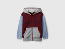 Boys Logo Print Zip Hoodie - Wine