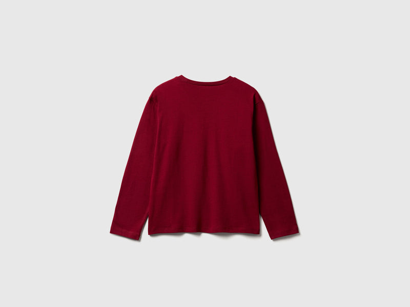 Girls Water Print LongSleeve T-Shirt - Wine